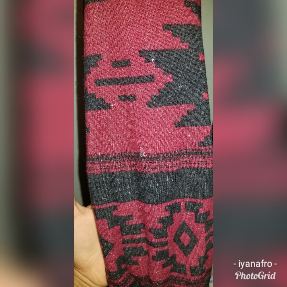 Red and black cardigan